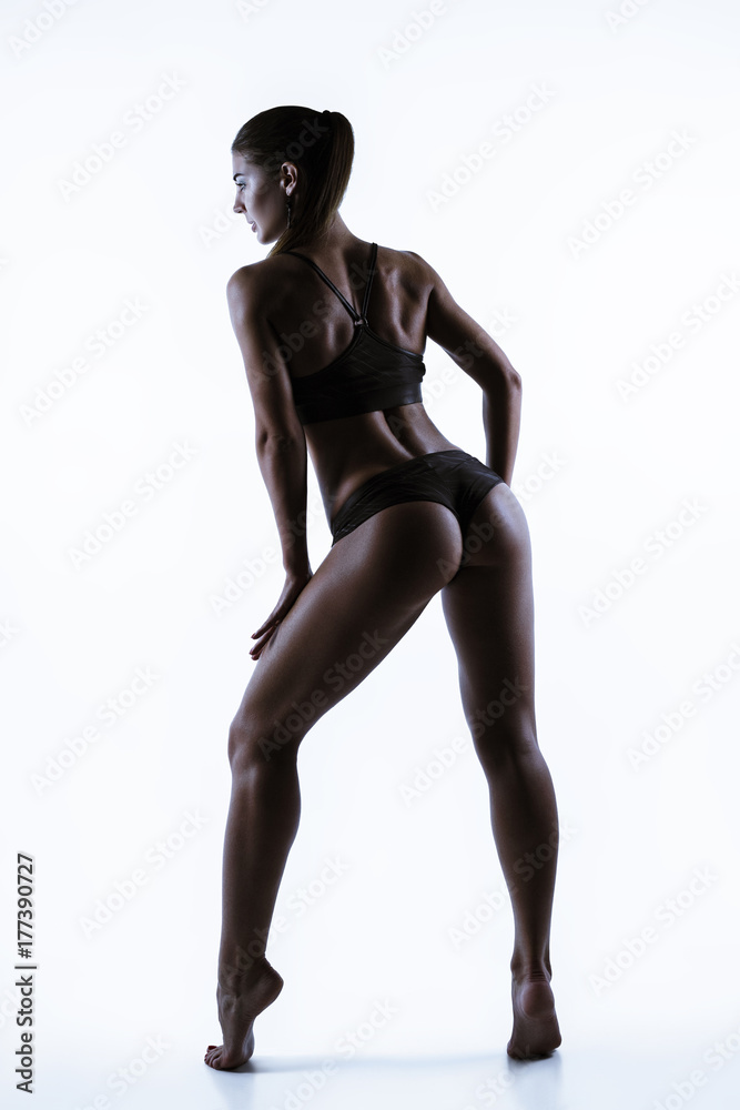 Beautiful sexy woman sport perfect body back