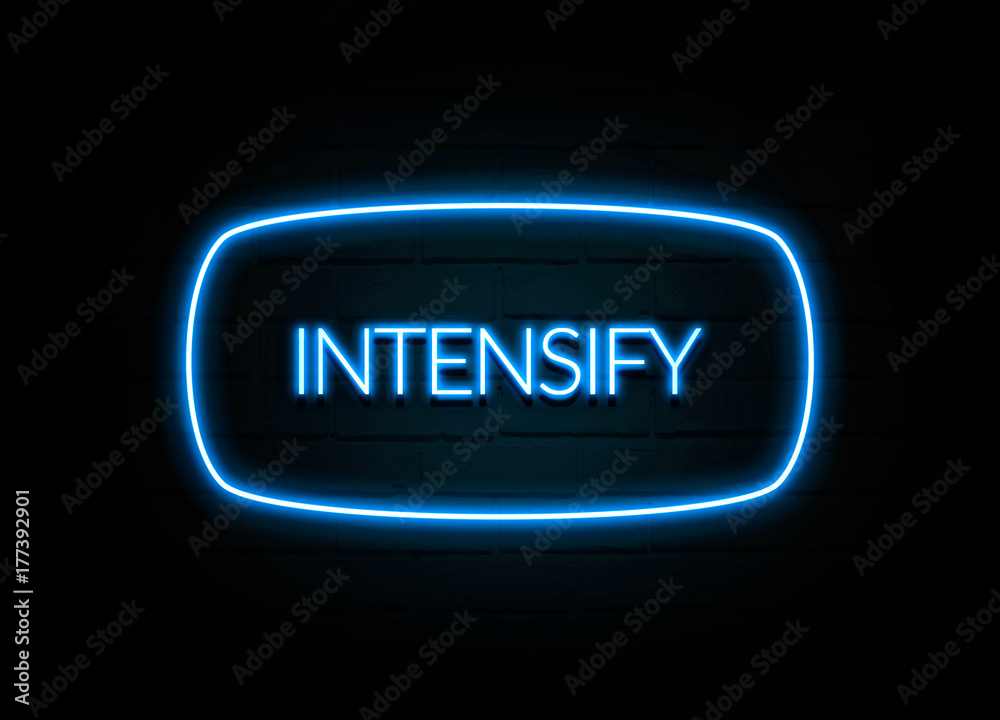 Intensify  - colorful Neon Sign on brickwall