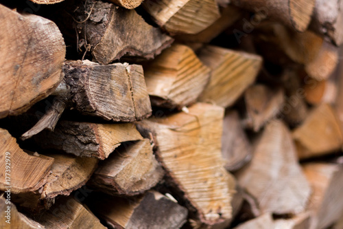 Log stack closeup