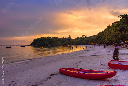 View of Vongdeuan beach sunset at the Koh Samet island, Rayong, Thailand. photo