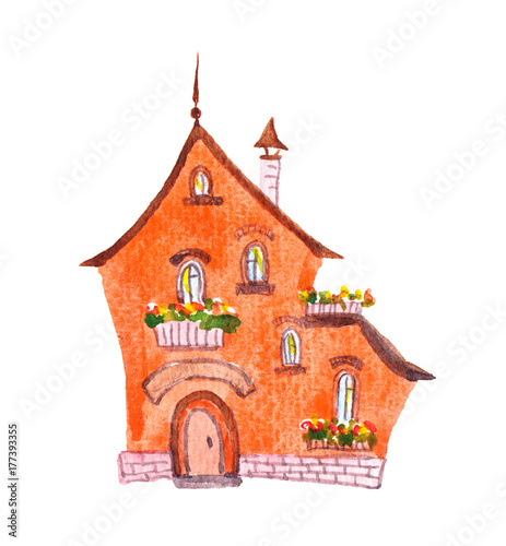 Fantasy house. Watercolour 