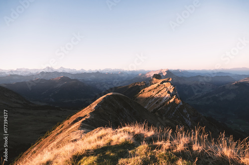 autumn evening in the swiss alps 