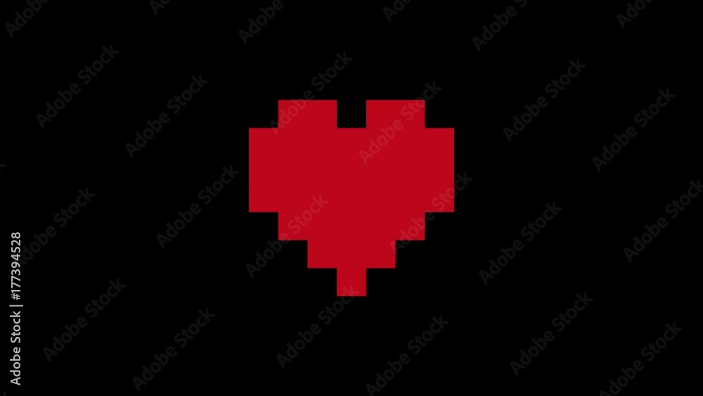 A digital heart made of pixels, beating.
