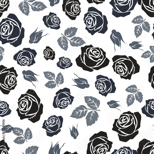 Rose seamless pattern. Seamless pattern with flowers roses. Floral seamless background.