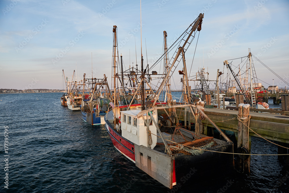 Fishing boats on a dock in Provincetown Massachusetts USA