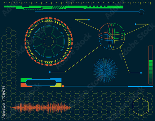 Futuristic HUD interface el...