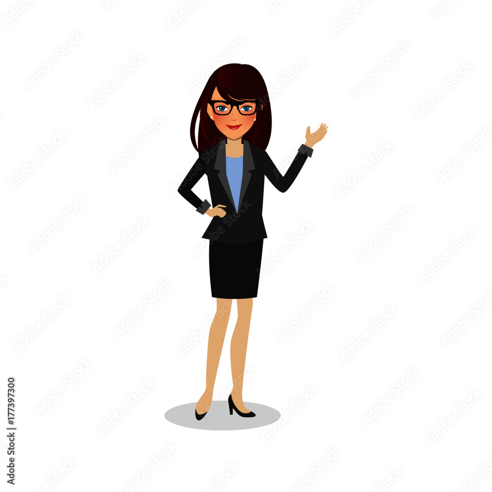Cool cartoon woman in casual and business clothes, gesturing. Vector illustration, modern design. Cool cartoon woman in casual and business clothes, gesturing. Vector illustration, modern design.