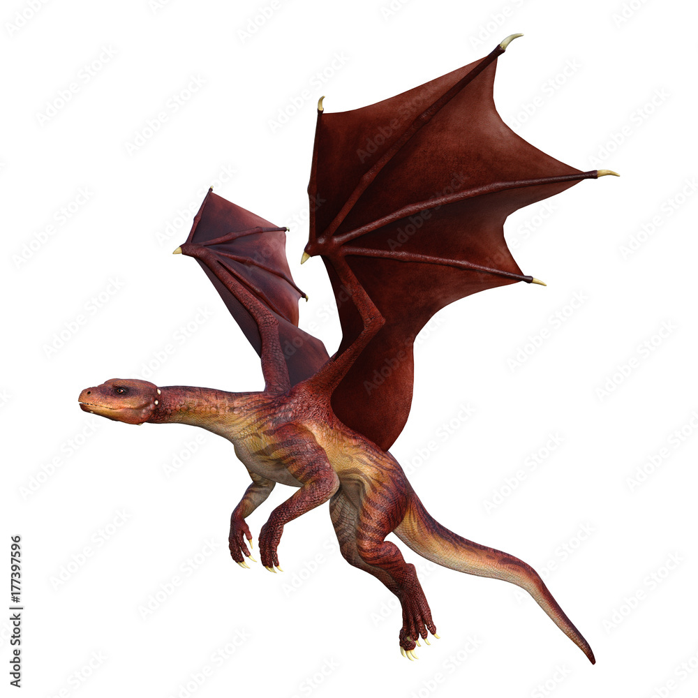 3D Rendering Fantasy Dragon on White 3D Rendering Fantasy Dragon on White