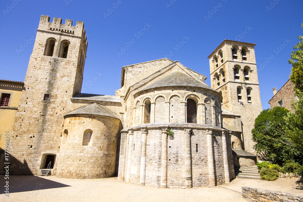 The benedictine Abbey of St Peter and St Paul in Caunes-Minervois, France, in the so-called Land of the Cathars