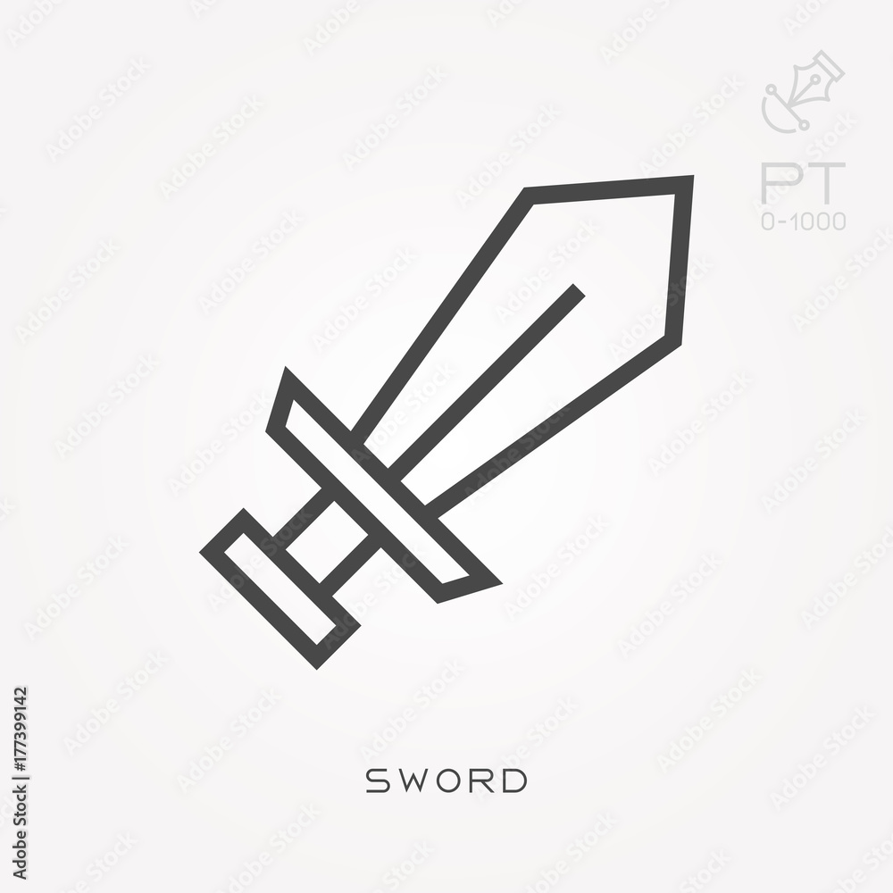 Line icon sword Line icon sword