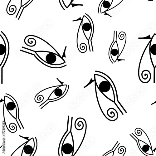 Eye seamless pattern. Fabric textile background. Vector illustration isolated on white. Wrapping texture. Doodle decoration. Scandinavian design photo