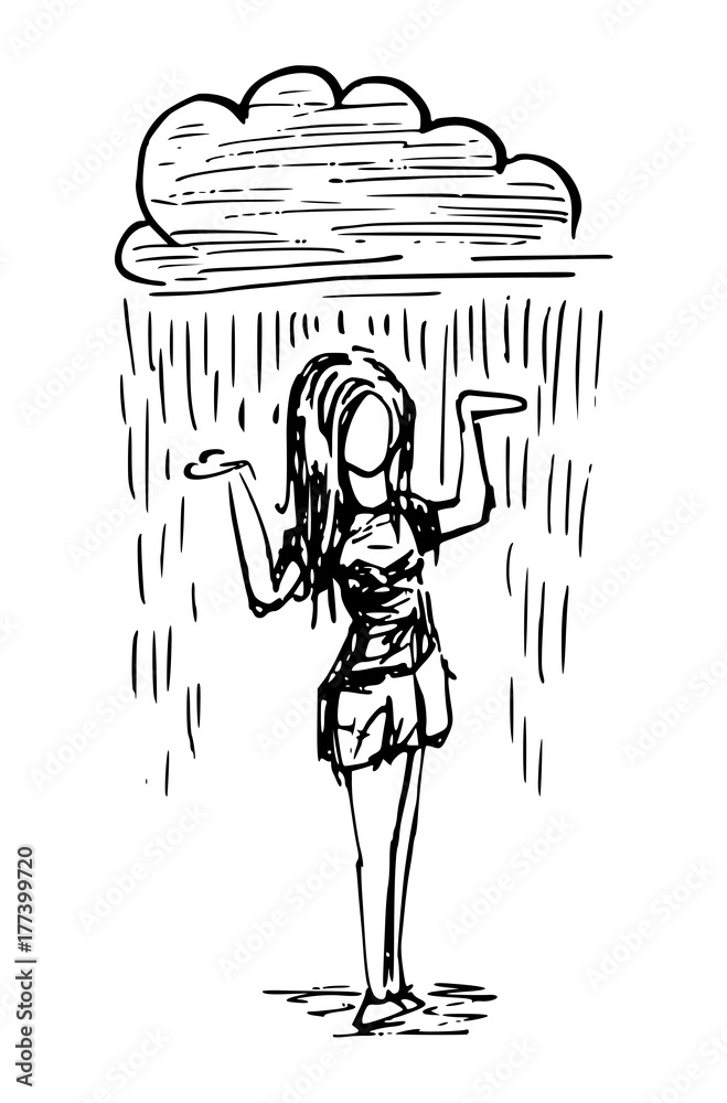 vrouw in de regen