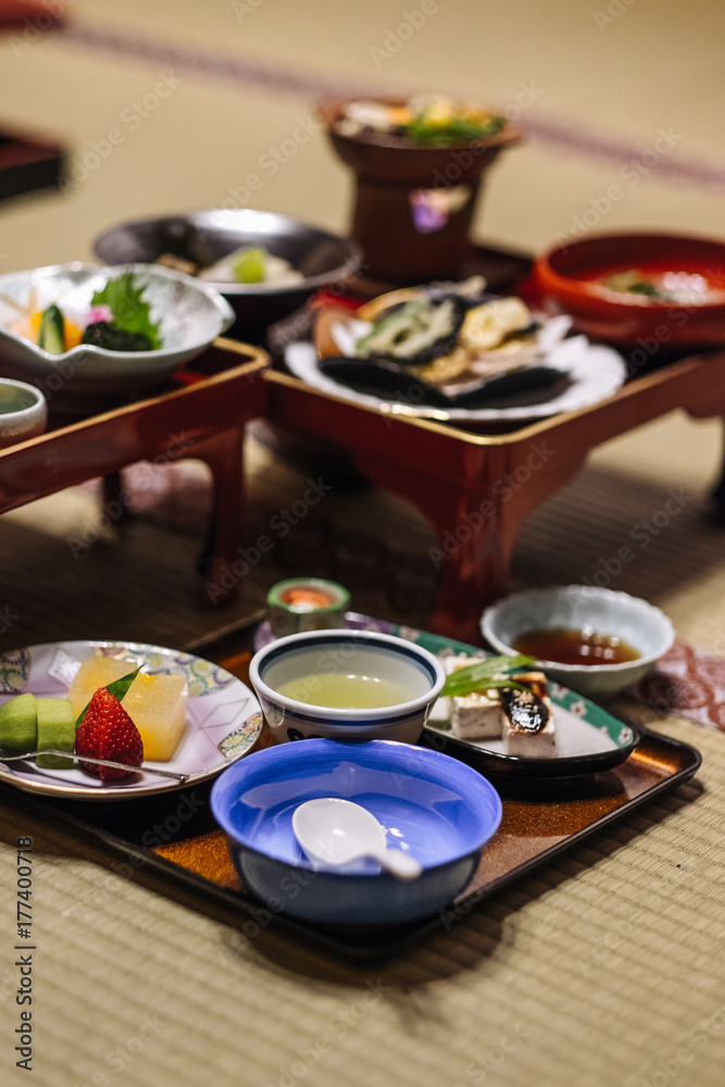 Fototapeta premium Typical Japanese Ryokan food