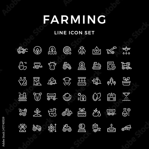 Set line icons of farming and agriculture