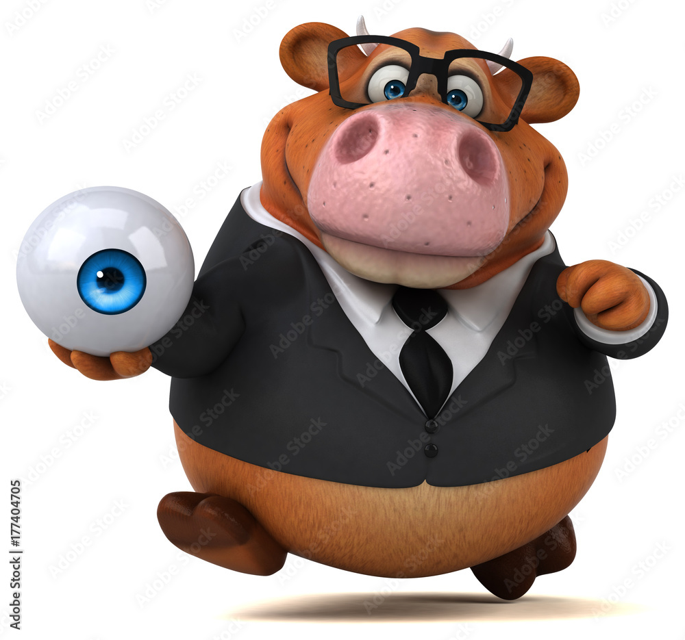 Naklejka premium Fun cow - 3D Illustration