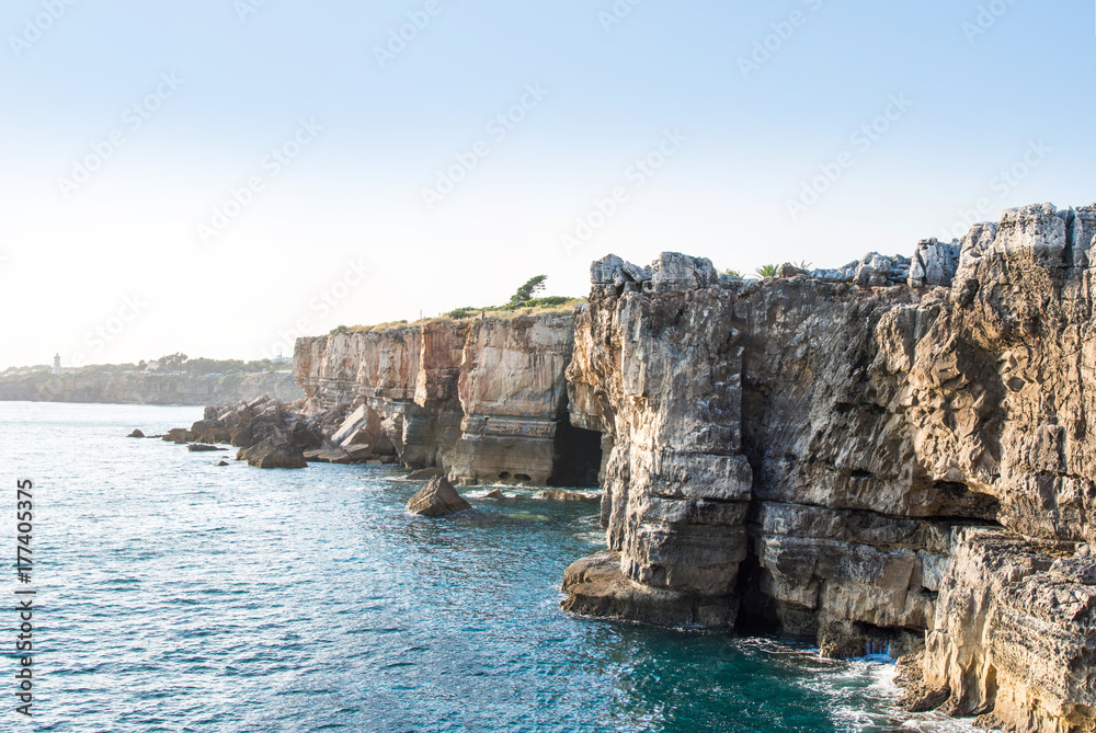 Naklejka premium Clif coastline in Cascais near to Lisbon, Portugal