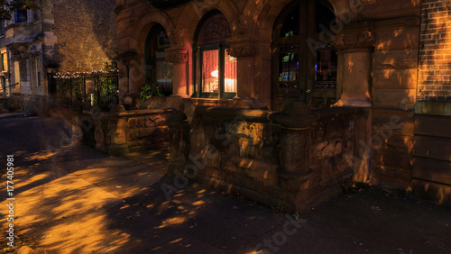 Downtown scene as evening approaches in Albany NY at sunset