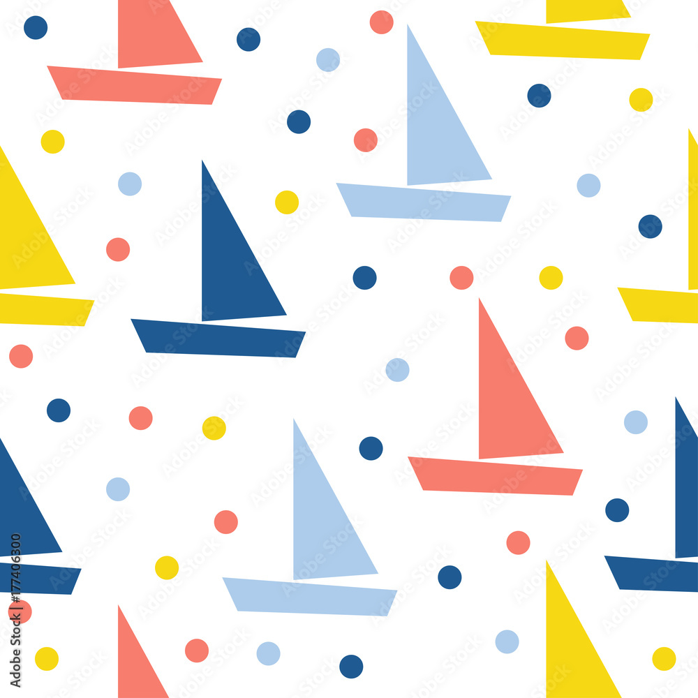 Abstract boat seamless pattern background. Childish simple application cover Abstract boat seamless pattern background. Childish simple application cover