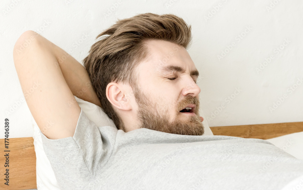 Obraz premium Men are Sleepy after wake up