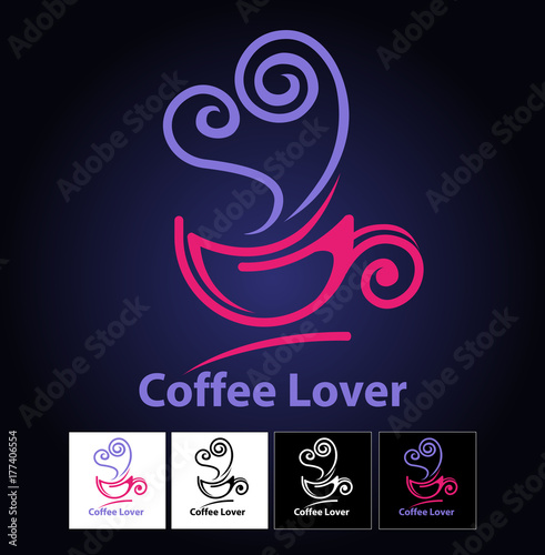 Vector abstract  coffee lover symbol as a restaurant or cafe business
