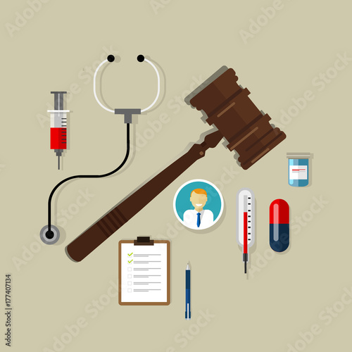 medical law wooden hammer gavel justice legal authority case verdict law suit