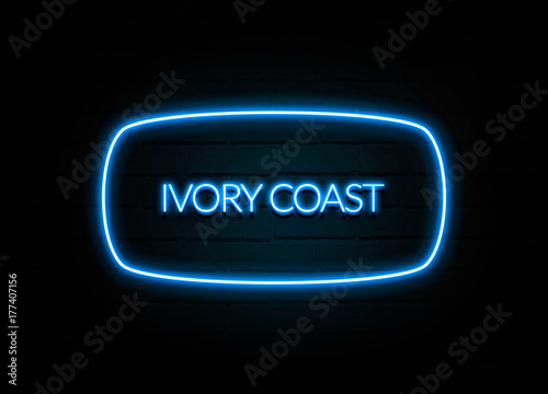 Ivory Coast - colorful Neon Sign on brickwall