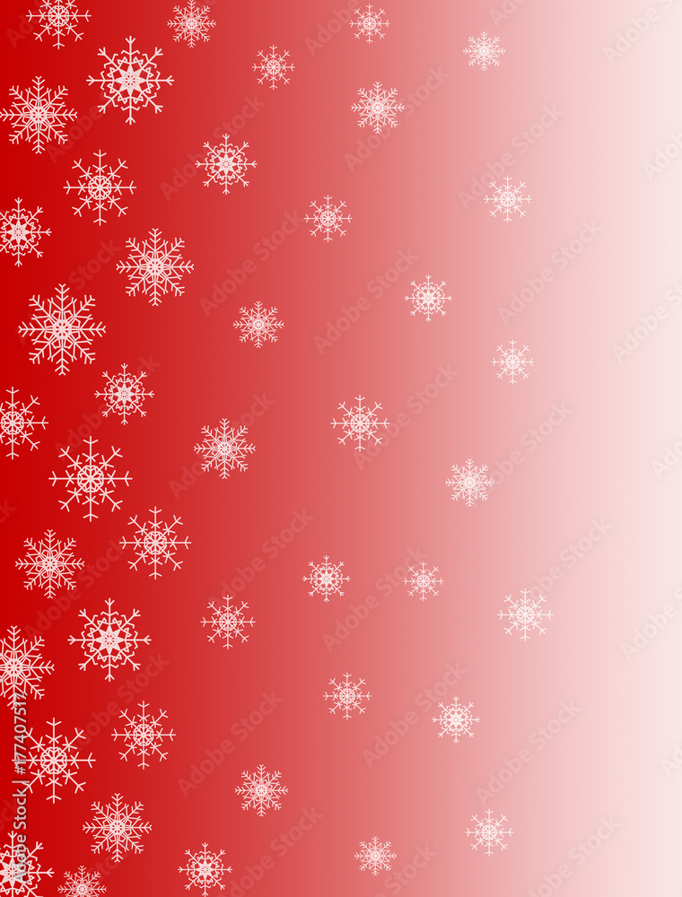 Snowflakes red background with copy space for text.