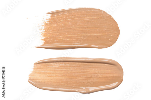 smeared foundation natural make up on white background