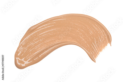 smeared foundation natural make up on white background