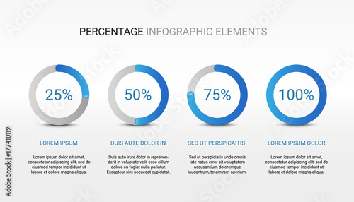 Vector infographic elements template with blue percentage circles