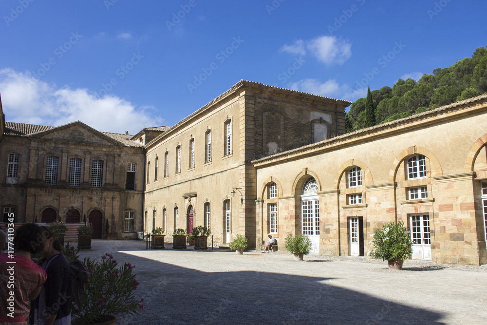 Views of the Abbey of St. Mary of Lagrasse (abbaye Sainte-Marie), France