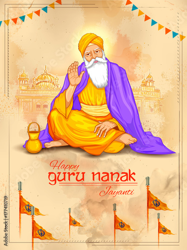 Happy Gurpurab, Guru Nanak Jayanti festival of Sikh celebration background