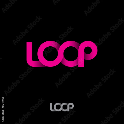 Pink logo. loop logo. Pink ribbon loop logo on dark background. photo