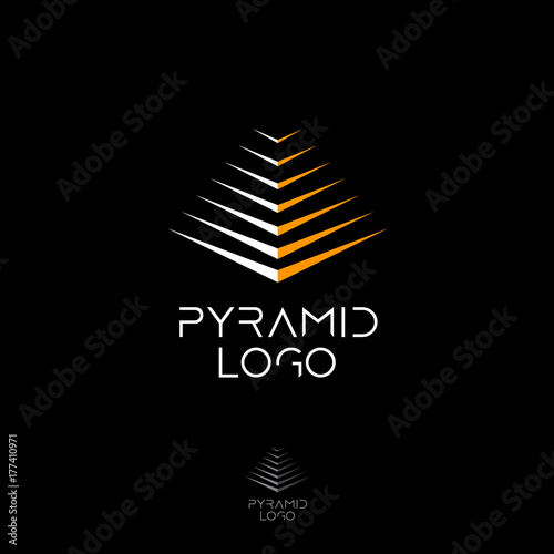 Pyramid logo. Pyramid concept. Line logo on a dark background of the pyramid