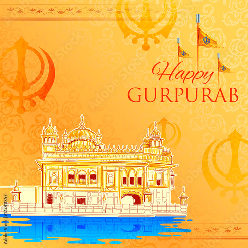 Happy Gurpurab, Guru Nanak Jayanti festival of Sikh celebration background