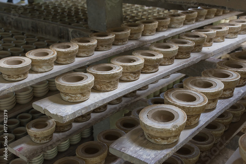 Clay bowl in the mold