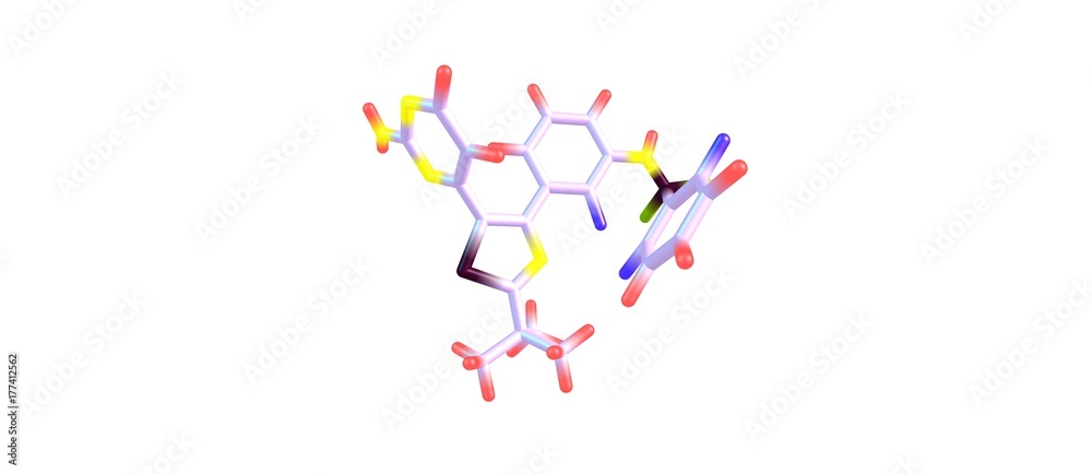 Dabrafenib molecular structure isolated on white