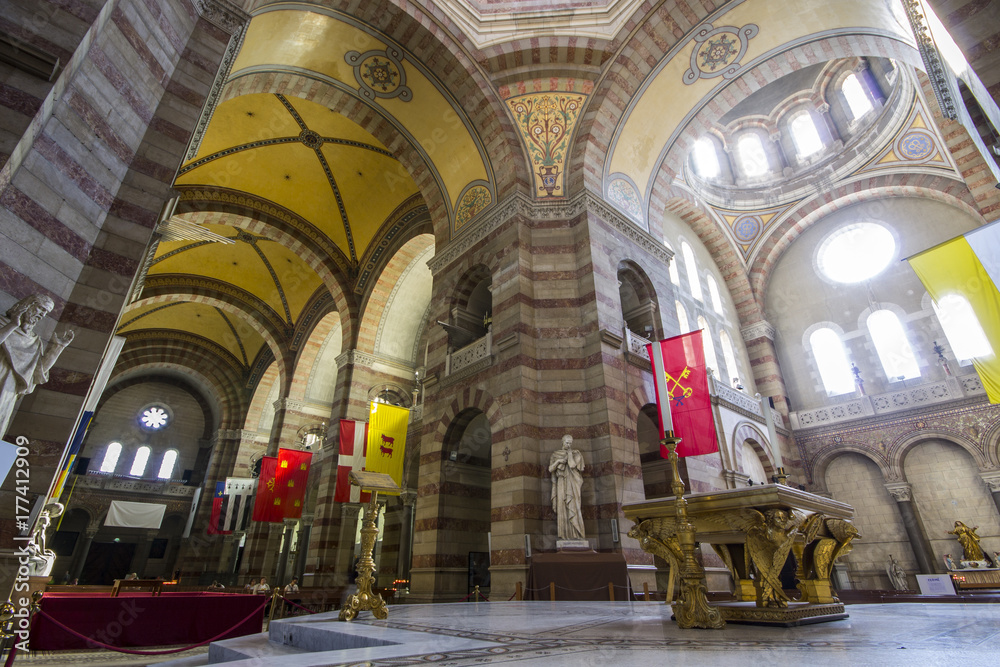 Fototapeta premium Marseille Cathedral (Cathedrale Sainte-Marie-Majeure or Cathedrale de la Major), a Roman Catholic cathedral and a national monument of France