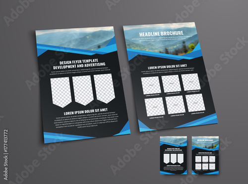 Design the front and back pages of the black flyer with a place for the photo