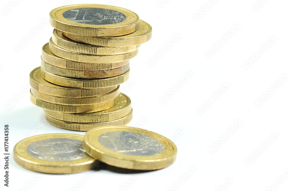 Stack of euro coins on white backround. Stack of euro coins on white backround.