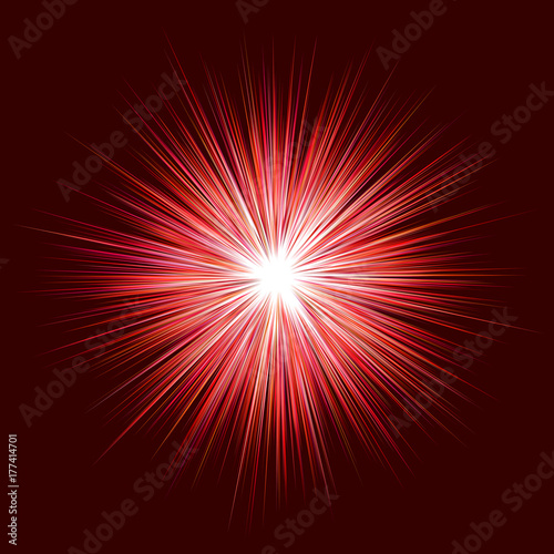 Abstract red explosion design on dark background - vector graphic