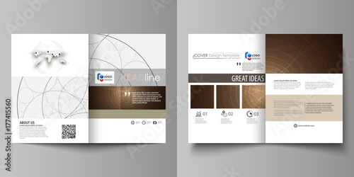 Business templates for bi fold brochure, magazine, flyer, booklet or annual report. Cover design template, abstract vector layout in A4 size. Alchemical theme. Fractal art background. Sacred geometry.