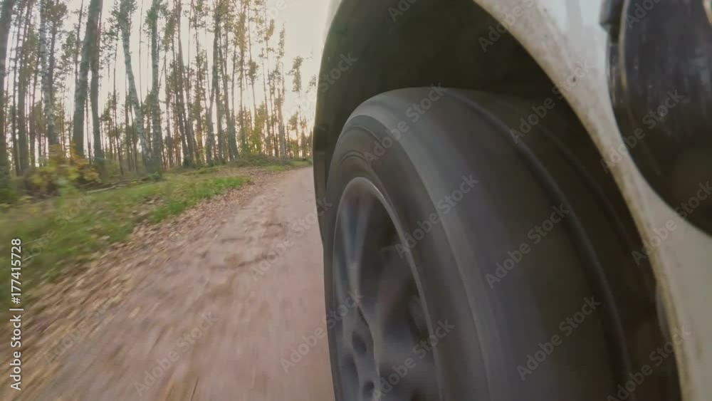Driving at country road. View on wheel. POV Driving at country road. View on wheel. POV