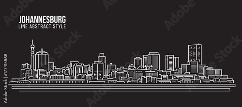 Cityscape Building Line art Vector Illustration design - johannesburg skyline photo