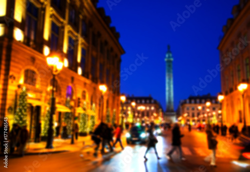 Paris (France). Blurred photo of Place Vendome decorated for Christmas.  © Elena Dijour
