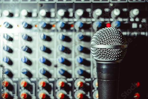 the microphone lies on the mixer photo