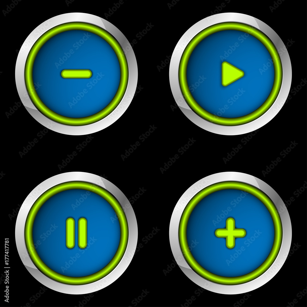 Set of buttons for game, website or app. Vector illustration EPS10 Set of buttons for game, website or app. Vector illustration EPS10