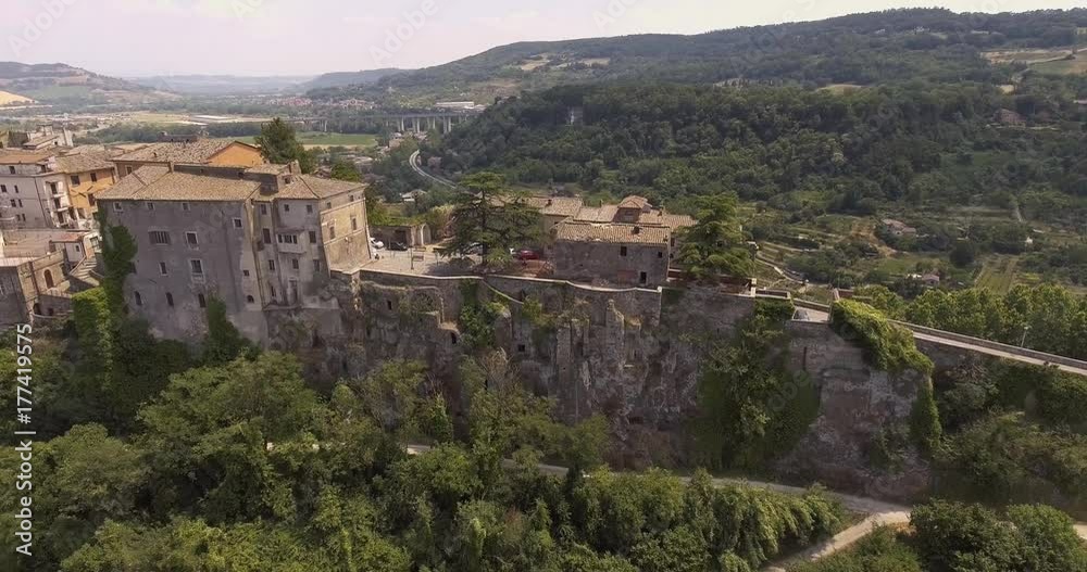 Aerial, antique town perched on the rock Orte in Lazio, Italy, 4K Aerial, antique town perched on the rock Orte in Lazio, Italy, 4K