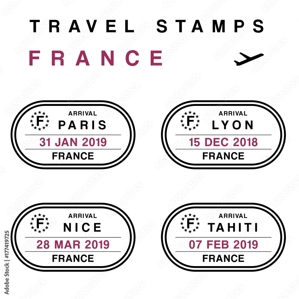 Fototapeta premium France travel stamps