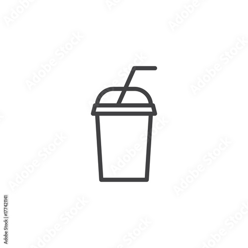 Smoothie drink cup line icon, outline vector sign, linear style pictogram isolated on white. Symbol, logo illustration. Editable stroke
